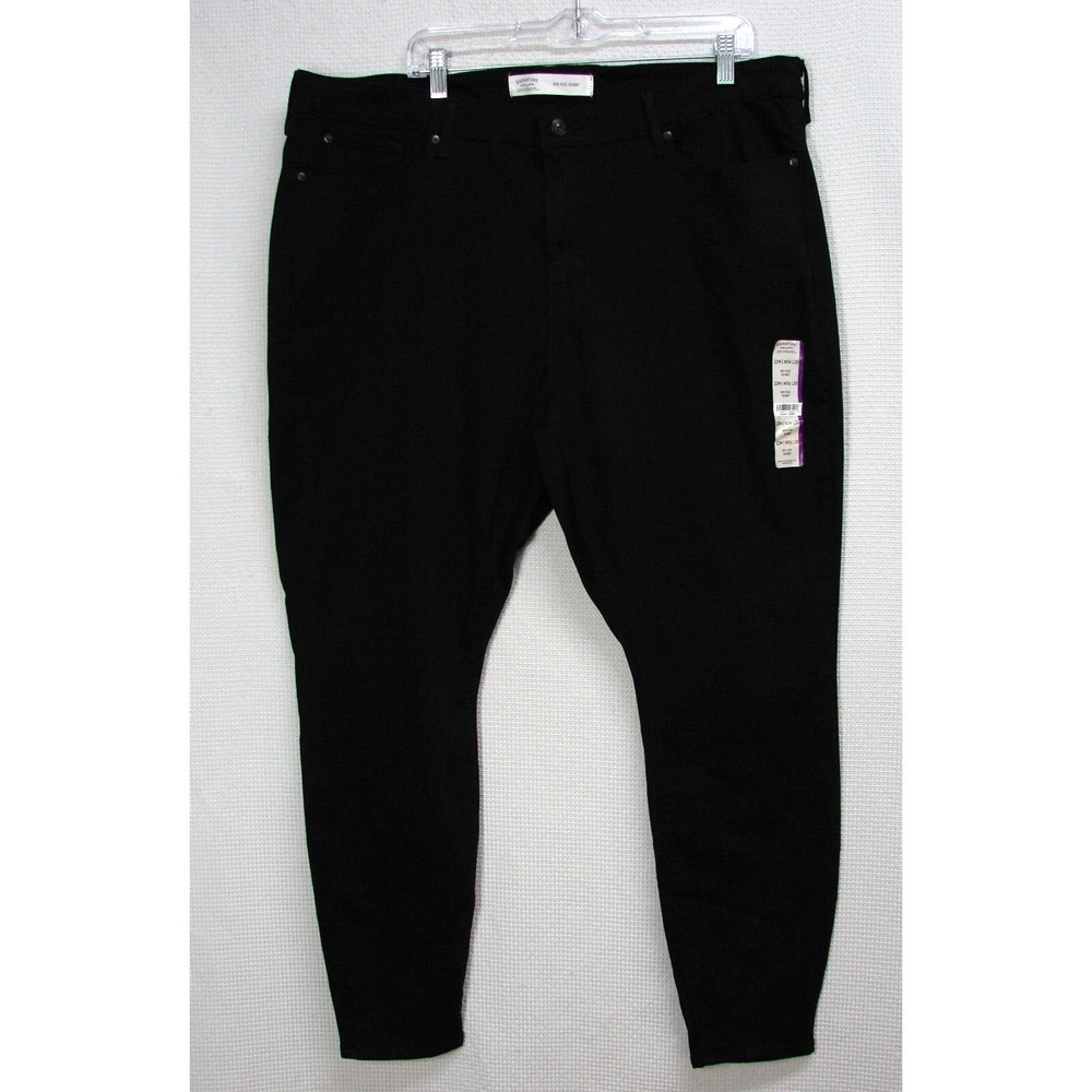 New Signature by Levi Strauss Black Denim Mid Rise SKinny Jeans Womens Plus 22M